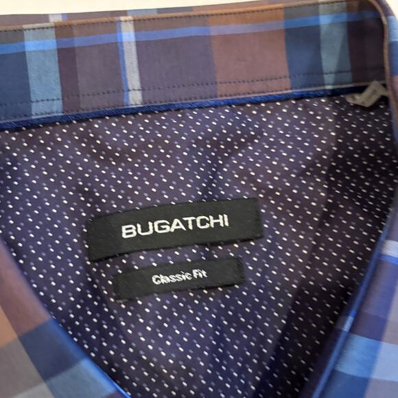 Bugatchi Dress Shirt Mens Size 2XL Brown Plaid Classic Fit Button Up Long Sleeve - Picture 5 of 11